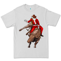 Dove Grey santa riding a bull Premium Tee - CowGirlArtShop