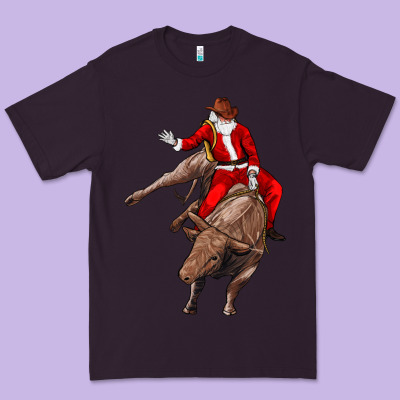 Santa Riding A Bull Premium Tee Designed By Cowgirlartshop