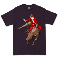 Plum santa riding a bull Premium Tee - CowGirlArtShop
