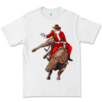 White santa riding a bull Premium Tee - CowGirlArtShop
