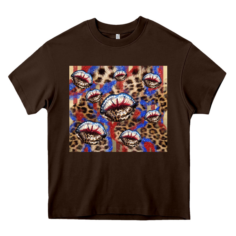 American Flag Lips Leopard  Tumbler Heavy Core Tee by HowdyJamesFarm | Teevron