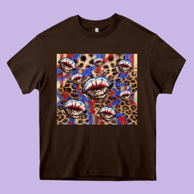 American Flag Lips Leopard  Tumbler Heavy Core Tee Designed By Howdyjamesfarm