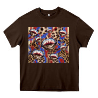Chocolate Brown American flag lips leopard  tumbler Heavy Core Tee - HowdyJamesFarm
