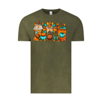 Vintage Olive Thanksgiving Coffee Cups Vintage Tee - FaDigitalArtStudio