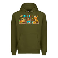 Army Green Hello Fall Rabbit Premium Hoodie - LillyAllenDesigns