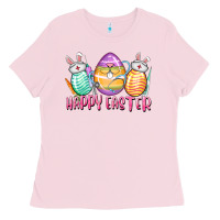 Bubblegum Pink Happy Easter Nurse eggs Easter Day Ladies Tee - CowGirlArtShop