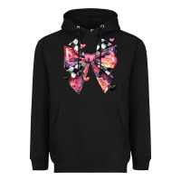 Black coquette bow floral checkered pattern Heavyweight Hoodie - JahusDesignShop