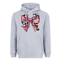 Heather Grey coquette bow floral checkered pattern Heavyweight Hoodie - JahusDesignShop