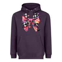Plum coquette bow floral checkered pattern Heavyweight Hoodie - JahusDesignShop