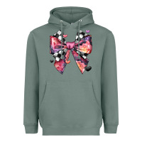 Sage coquette bow floral checkered pattern Heavyweight Hoodie - JahusDesignShop