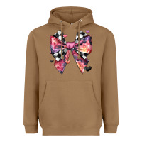 Toasted Coconut coquette bow floral checkered pattern Heavyweight Hoodie - JahusDesignShop