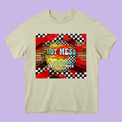 Hot Mess Daddy Of Both Heavy Core Tee Designed By Tumblerdesignbyshophia