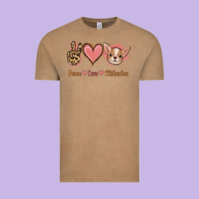 Peace Love Chihuahua Vintage Tee Designed By Jasminsmagicworld