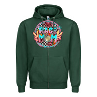 Sports Green race mom with leopard and peace hand Zipper Hoodie - AdoDesignShop