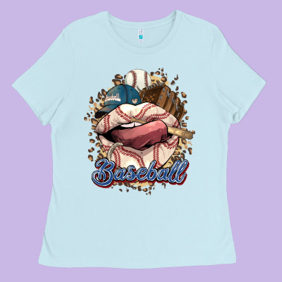 Baseball Lips Ladies Tee Designed By Howdyjamesfarm