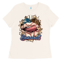 Bone Baseball lips Ladies Tee - HowdyJamesFarm