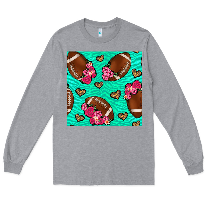 American Football Roses And Hearts Seamless Pattern Long Sleeve Tee by BundleAndBundleShop | Teevron