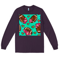 Plum american football roses and hearts seamless pattern Long Sleeve Tee - BundleAndBundleShop