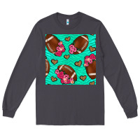 Smoke american football roses and hearts seamless pattern Long Sleeve Tee - BundleAndBundleShop