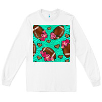 White american football roses and hearts seamless pattern Long Sleeve Tee - BundleAndBundleShop