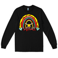 Black Softball Rainbow Long Sleeve Tee - RanaPortraitStore