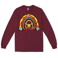 Burgundy Softball Rainbow Long Sleeve Tee - RanaPortraitStore