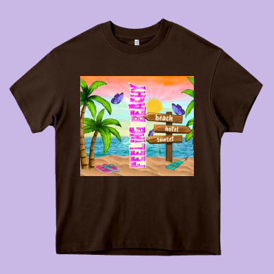 Feeling Beachy Heavy Core Tee Designed By Tumblerdesignbyshophia