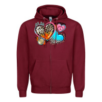 Burgundy western leopard  racing  hearts Zipper Hoodie - AdoDesignShop