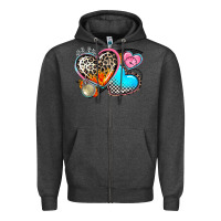Charcoal Heather western leopard  racing  hearts Zipper Hoodie - AdoDesignShop