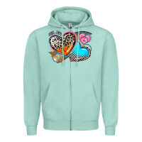 Seafoam western leopard  racing  hearts Zipper Hoodie - AdoDesignShop