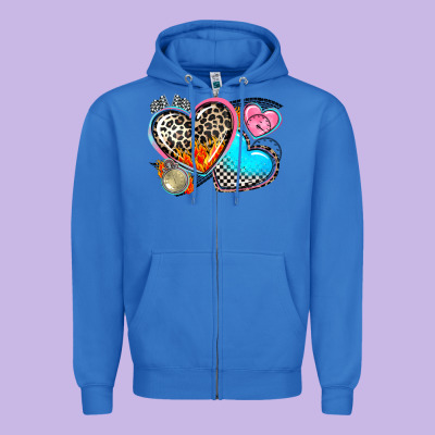Western Leopard  Racing  Hearts Zipper Hoodie Designed By Adodesignshop