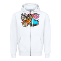 White western leopard  racing  hearts Zipper Hoodie - AdoDesignShop