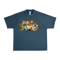 Midnight Navy Cows And Coffee Urban Heavy Tee - FaDigitalArtStudio