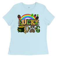 Baby Blue Lucky dog St. Patrick's Day Ladies Tee - CowGirlArtShop