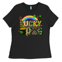 Black Lucky dog St. Patrick's Day Ladies Tee - CowGirlArtShop