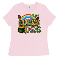 Bubblegum Pink Lucky dog St. Patrick's Day Ladies Tee - CowGirlArtShop