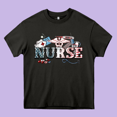 American Nurse 4th Of July Heavy Core Tee Designed By Howdyjamesfarm