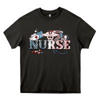 Asphalt American Nurse 4th of july Heavy Core Tee - HowdyJamesFarm