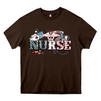 Chocolate Brown American Nurse 4th of july Heavy Core Tee - HowdyJamesFarm