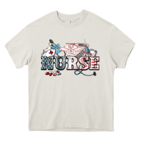 Cream American Nurse 4th of july Heavy Core Tee - HowdyJamesFarm