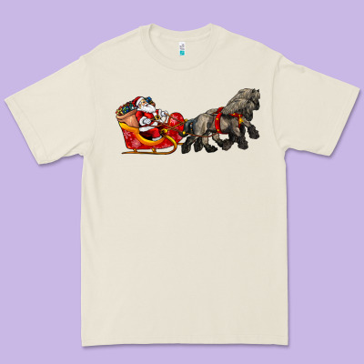 Santa Riding His Sleigh With Gifts Premium Tee Designed By Cowgirlartshop