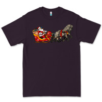 Plum santa riding his sleigh with gifts Premium Tee - CowGirlArtShop