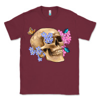 Burgundy skull flora butterfly Classic Tee - Artiststas