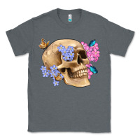 Charcoal Heather skull flora butterfly Classic Tee - Artiststas