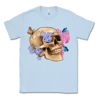 Dusty Blue skull flora butterfly Classic Tee - Artiststas