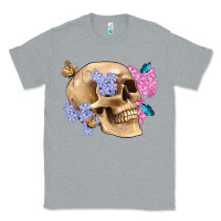 Heather Grey skull flora butterfly Classic Tee - Artiststas