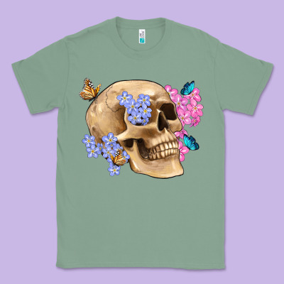 Skull Flora Butterfly Classic Tee Designed By Artiststas