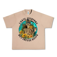 Burro I Hate Everyone But Coffee Helps Urban Heavy Tee - FaDigitalArtStudio