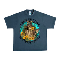 Midnight Navy I Hate Everyone But Coffee Helps Urban Heavy Tee - FaDigitalArtStudio