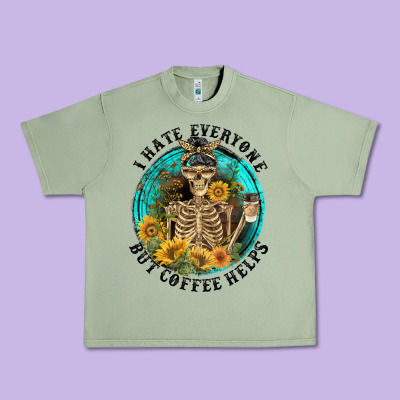 I Hate Everyone But Coffee Helps Urban Heavy Tee Designed By Fadigitalartstudio
